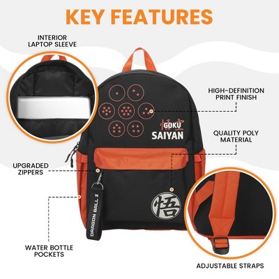 Dragon Ball Z Dragon Ball Line Art 16.5" Adult Black & Orange Backpack — фото 2