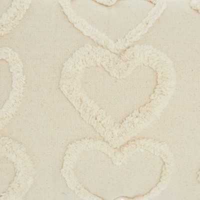 Cream Cotton Heart Pattern Lumbar Throw Pillow 14" x 20"