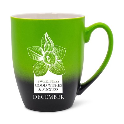 Elanze Designs Sweetness Good Wishes And Success Two Toned Ombre Matte Green and Black 12 ounce Ceramic Stoneware Coffee Cup Mug