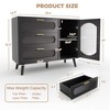 EcoSummer Modern Sideboard Buffet Cabinet with Fluted Glass Doors & 3 Drawers, Storage Credenza for Dining Room, Living Room, Kitchen & Coffee Bar - 2 of 4