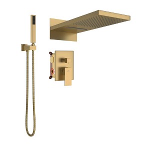 CASAINC 1-Spray Patterns with 2.5 GPM 22 Inches Wall Mount Dual Shower Heads in Spot Resist (Valve Included) - 1 of 4