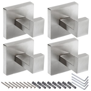 Unique Bargains 304 Stainless Steel Rust Resistant Wall Mount Bath Towel Hooks 4 Pcs - 1 of 4