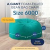 Ultimate Sack 6ft Bean Bag Chair and Footstool, Oversized Comfortable Indoor Floor Lounger, Giant Foam-Filled Furniture for Relaxing, Teal Suede - 3 of 4