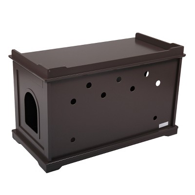 FURNIinspire Pet Crates and Houses, Cat Washroom Furniture, Hidden Litter Box Furniture Washroom Storage Cabinet, Brown, 37.3"*18.9"*22.4"