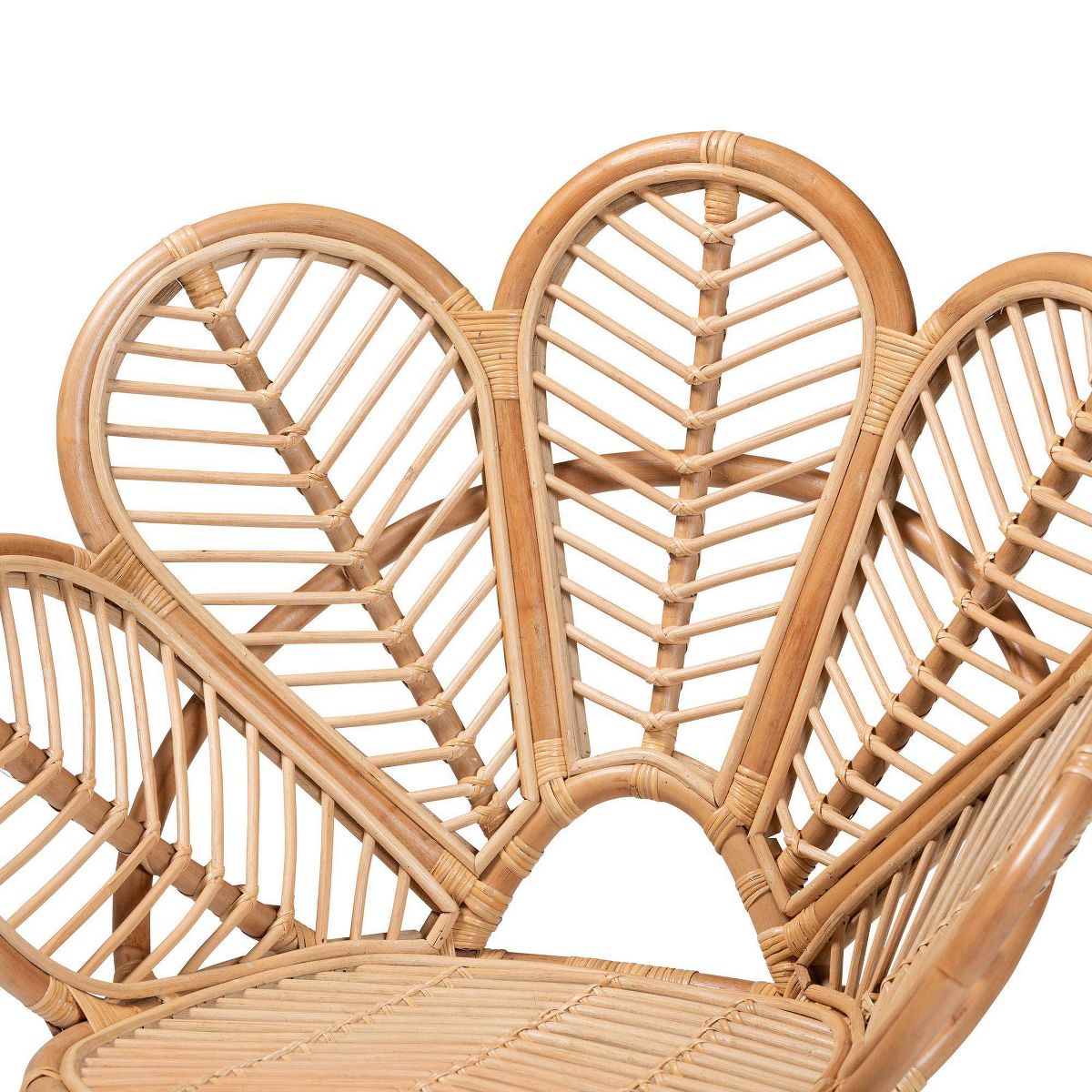 bali & pari Eliava Natural Rattan Flower Accent Chair Natural Brown: Indoor Wicker, No Assembly Required - thumbnail 6