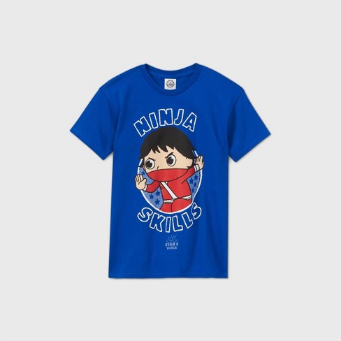 Boys Ryan S World Ninja Skills Short Sleeve Graphic T Shirt Blue Target - fgteev roblox kids long sleeve t shirts teepublic