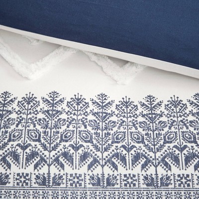 Full Blue Cotton Reversible Comforter Set