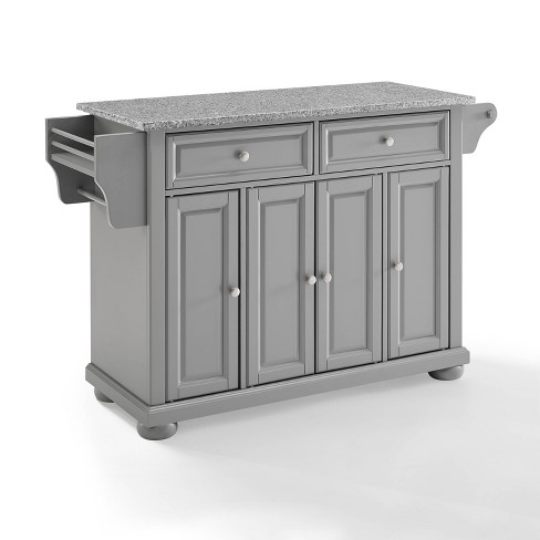 Alexandria Kitchen Island With Solid Granite Top Vintage Gray - Crosley