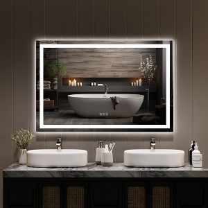 60x36 Inches Large Bathroom Mirror, FramelessVanity Mirror with Led Lights,Front Lit and Backlit,Wall-Mounted Mirror for Over Sink, Entryway, Bedroom - 1 of 4