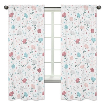 Set of 2 Pop Floral Window Panels Pink/Blue - Sweet Jojo Designs