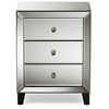 Chevron Modern And Contemporary Hollywood Regency Glamour Style Mirrored 3 - Drawers Nightstand Bedside Table - Baxton Studio - image 2 of 4
