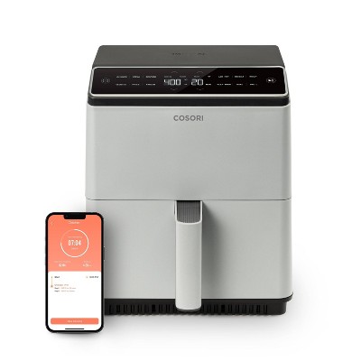 Cosori 6.8qt DualBlaze Air Fryer with Skewer Rack - Gray: 1750W, Dishwasher-Safe Parts, 2-Year Warranty, Airfryer Sale