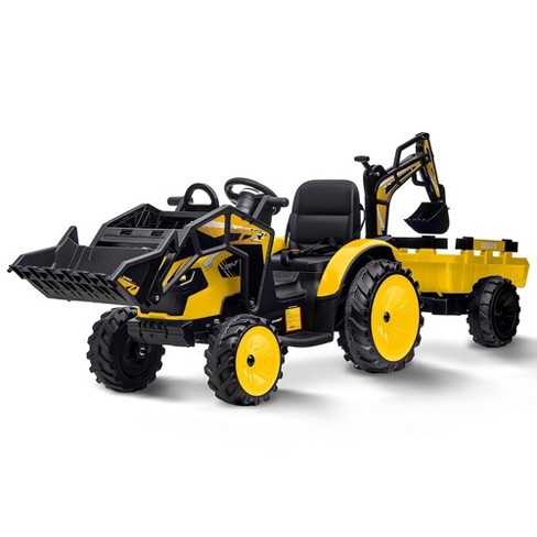 3 In 1 Ride On Tractor Excavator Bulldozer 24v Kids Electric Vehicles Target