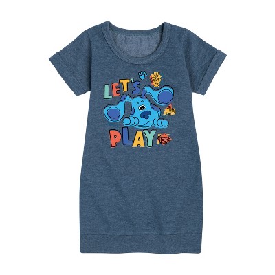 - Blue's Clues & You! - Let's Play Graphic Short Sleeve Fleece Dress