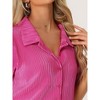 cheibear Women's Pleated Short Sleeve Button Down Outfits Set Casual Loungewear - 4 of 4