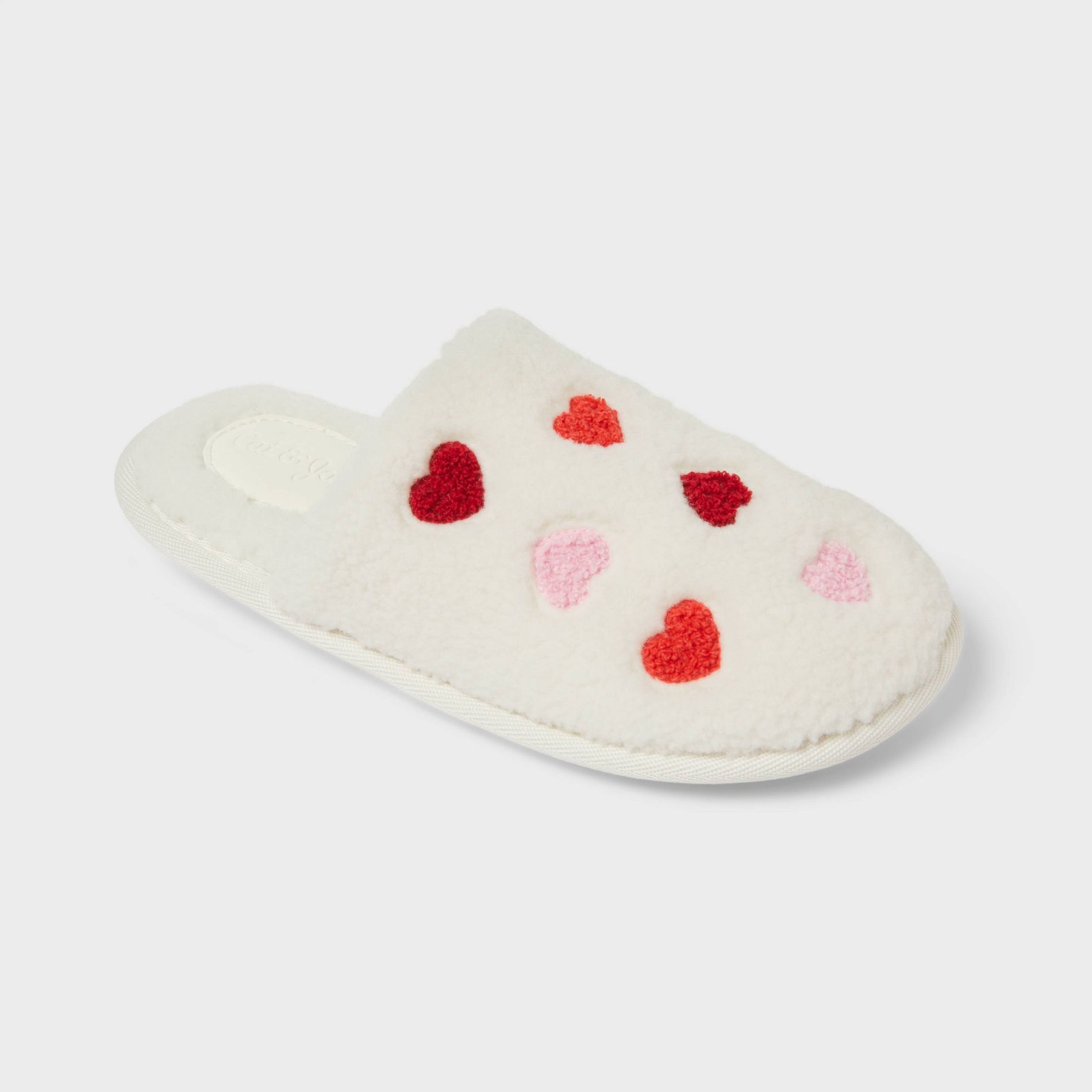 Kids' Pippa Tossed Hearts Scuff Slipper - Cat & Jack™ Ivory
