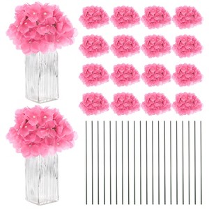 Unique Bargains Plastic Durable Realistic Reusable Silk Hydrangea Flowers with Stems for Home Decor/Wedding 9.84 In - 1 of 4
