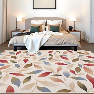 Modern Washable Foldable Rug, Soft Floor Rug with Non Slip Backing, Low Pile Stain Resistant Area Rug for Living Room Dorm Office Decor - 1 of 4