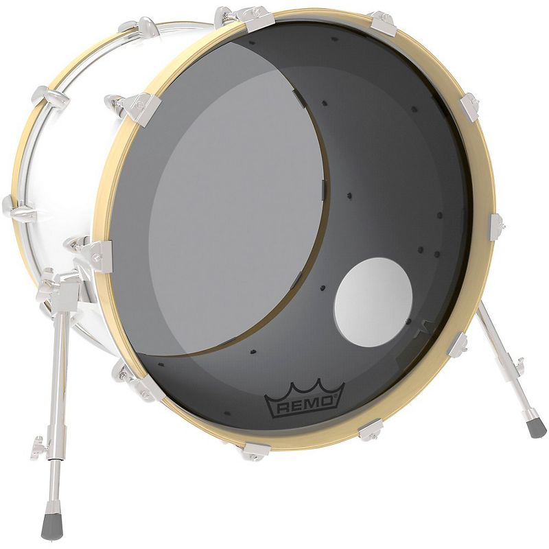 Remo Powerstroke P3 Colortone Smoke Resonant Bass Drum Head with 5" Offset Hole, 2 of 3