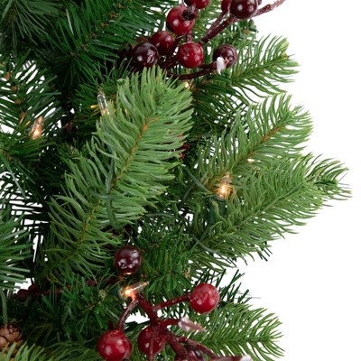 24" Green Pine Artificial Christmas Wreath with Clear Lights