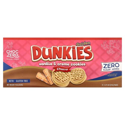 ChocZero, Premium Cookies, Golden Dunkies, Vanilla & Creme Cookies, Churro, 12 Packs, 0.75 oz