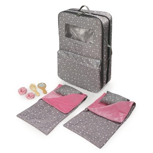 Pack Pretty Double Doll Carrier with 2 Sleeping Bags for 18" Dolls - Gray/Stars - 1 of 4
