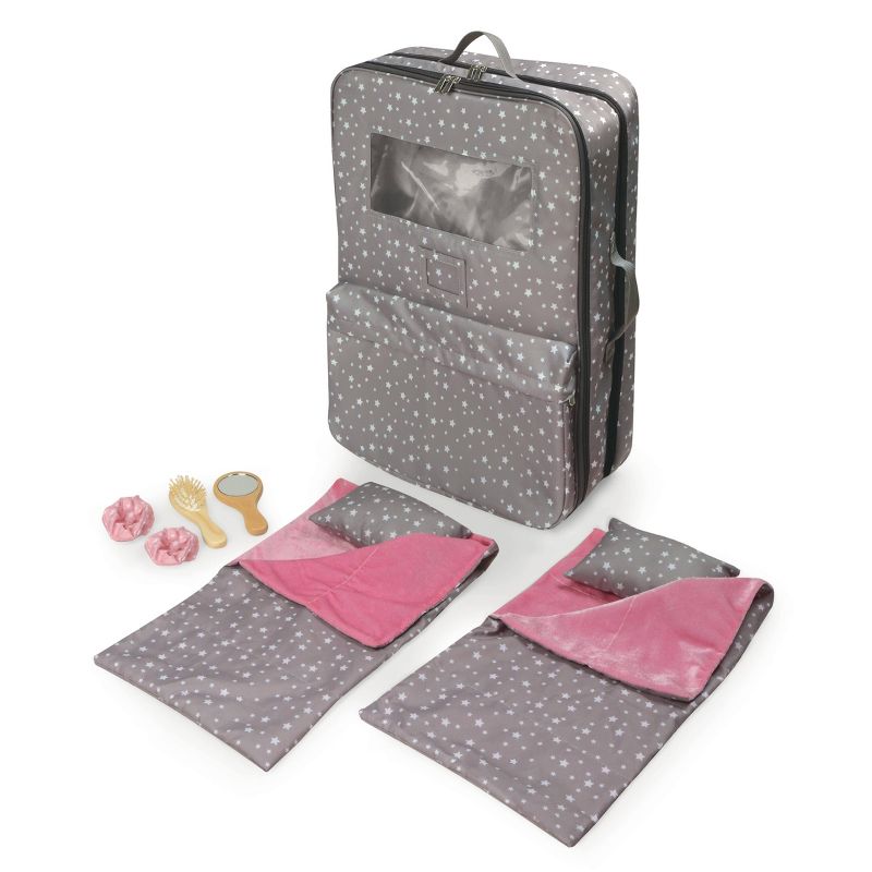 Pack Pretty Double Doll Carrier with 2 Sleeping Bags for 18&#34; Dolls - Gray/Stars, 1 of 11