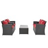 4 Pieces Outdoor Patio Furniture Set, All-Weather Rattan Sectional Sofas Wicker Patio Conversation Set With Water Resistant Cushions And Coffee Table - 4 of 4