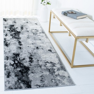 Adirondack Grey and Black Abstract Runner Rug 2'6" x 6'