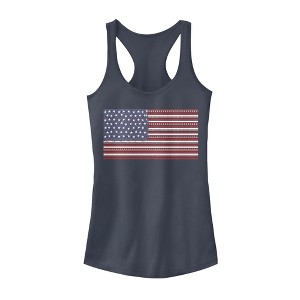 Juniors Womens Lost Gods Fourth of July  Ornate American Flag Racerback Tank Top - 1 of 3