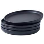 Bruntmor 8" Cute Round Black Plates, Set of 4, Black