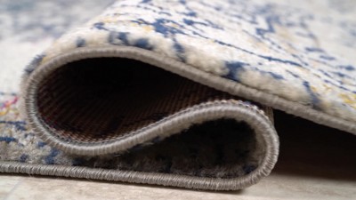Reversible Blue-Cream 8' x 10' Synthetic Vintage Persian Rug