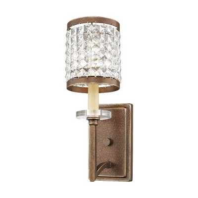 Elegant Palacial Bronze 1-Light Sconce with Crystal Shade
