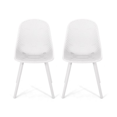 Posey 2pk Resin Modern Dining Chairs - White - Christopher Knight Home