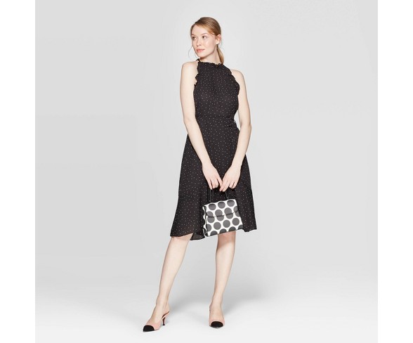 Womens Polka Dot Halter Neck A Line Dress Who What | Desertcart Gibraltar