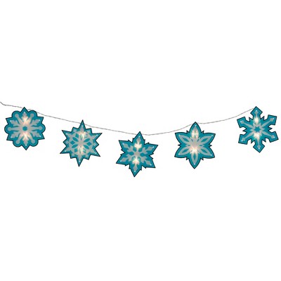 Impact Innovations 10ct Blue and White Snowflake Novelty Christmas Clear Light Set – 4.5-Feet, White Wire