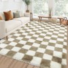 Fluffy Runner Rug Ultra-Soft Shaggy Carpet Runner with Non-Slip Backing, Modern Checkerboard Hallway Rug - 3 of 4