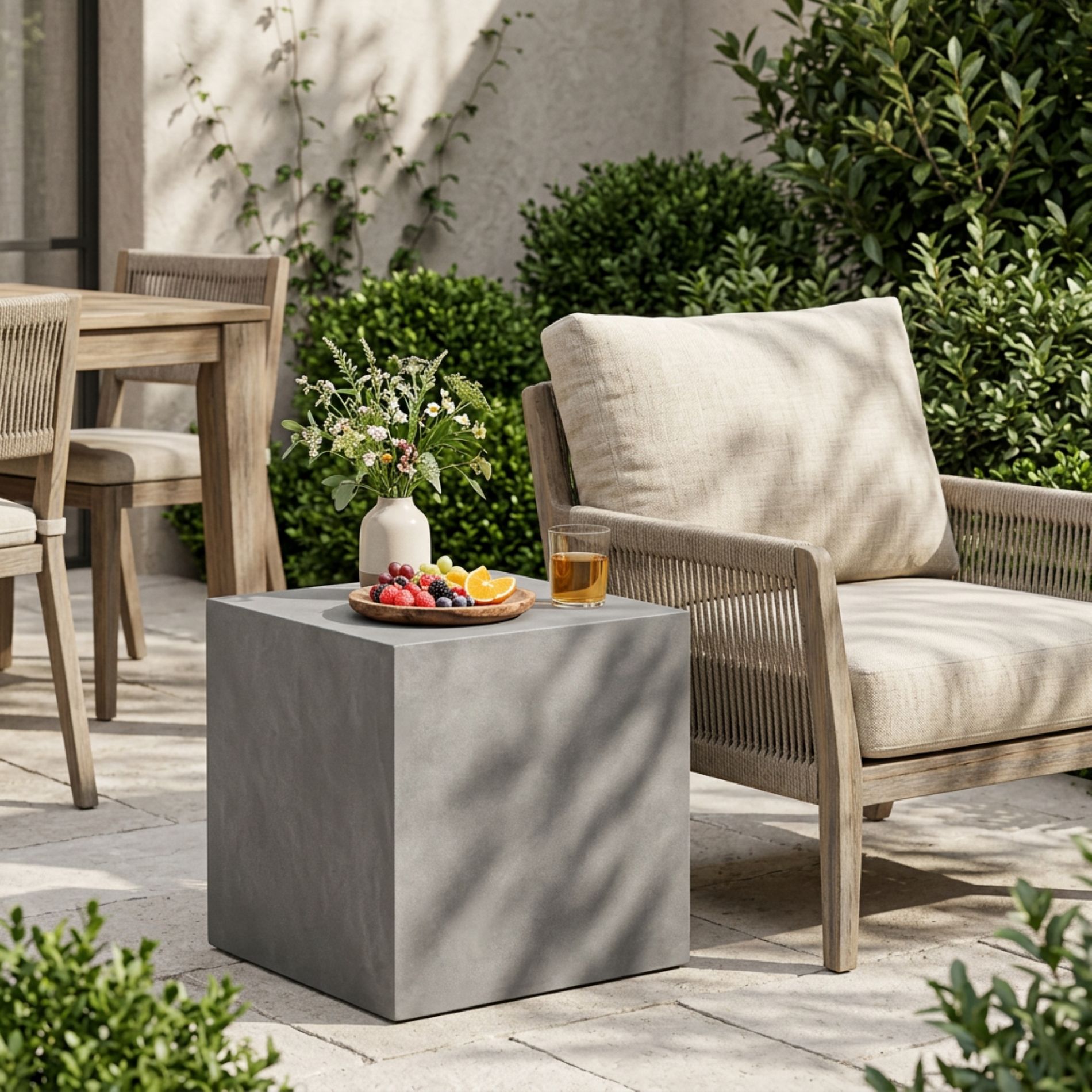 Christopher Knight Home Halimedes Outdoor Square Lightweight Concrete Side Table, Charcoal