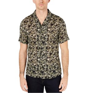 Michael Kors Mens Leaf Print Button Up Shirt - 1 of 1