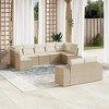 vidaXL 9 Piece Patio Sofa Set with Cushions Beige Poly Rattan - Beige and Cream Without Table - 2 of 4