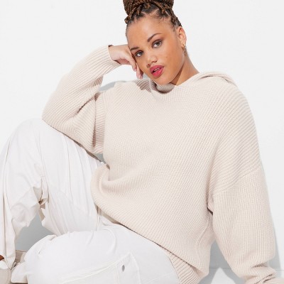Women's Oversized Ribbed Hoodie Pullover Sweater - Wild Fable™