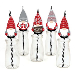 Big Dot of Happiness Christmas Gnomes - Paper Straw Decor - Holiday Party Striped Decorative Straws - Set of 24 - 1 of 4