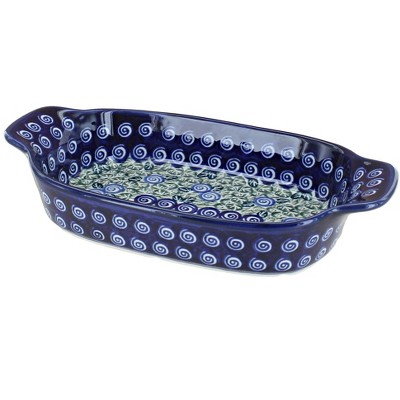 Blue Rose Polish Pottery 1281 Zaklady Rectangular Serving Dish