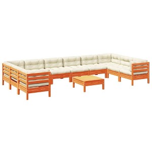vidaXL 11 Piece Patio Sofa Set with Cushions - Wax Brown - 1 of 4