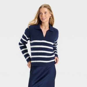 Women's Cozy Knit Polo - A New Day™ - 1 of 3