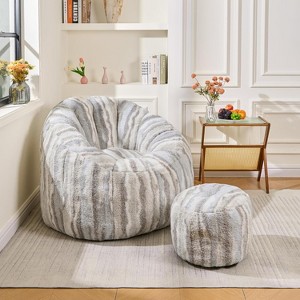 Hooseng Bean Bag Chair with Ottoman, Floral Shaped Bean Bag Sofa with Dutch Velvet Cover & Memory Foam Filler for Adults, Bedroom, Living Room, Dorm - 1 of 4