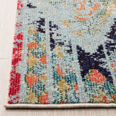 Madison Blue and Orange Hand-knotted Square Area Rug