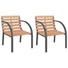 vidaXL Garden Chair Set of 2 Brown Wood seat and backrest, steel frame - 2 of 4