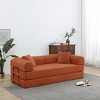 Convertible Sofa Couch with Cylindrical Pillows, Corduroy Folding Floor Sofa with Fixed-Shape Frame for Living Room-Maison Boucle - 2 of 4