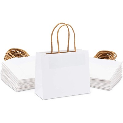 Sparkle and Bash 50 Pack Mini White Gift Bags with Handles (6 x 5 x 2.5 In)